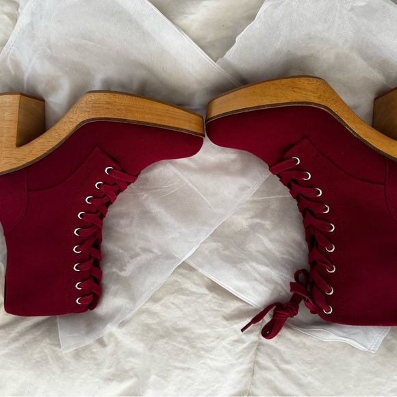 Brand new! Women's Burgundy Lace-Up Boots, Charlotte Stone - Picture 3 of 4
